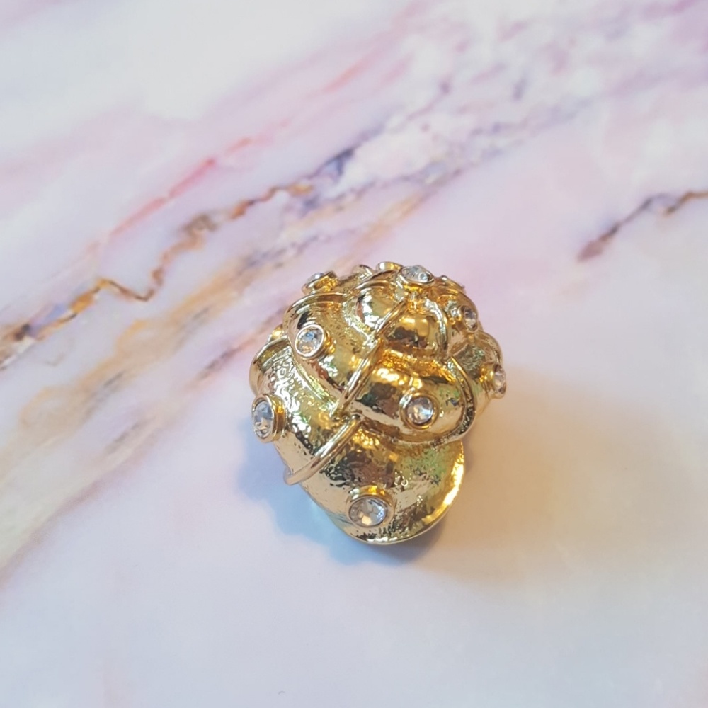 FORNASH GOLD BLING SEASHELL NAUTILUS PIN BROOCH